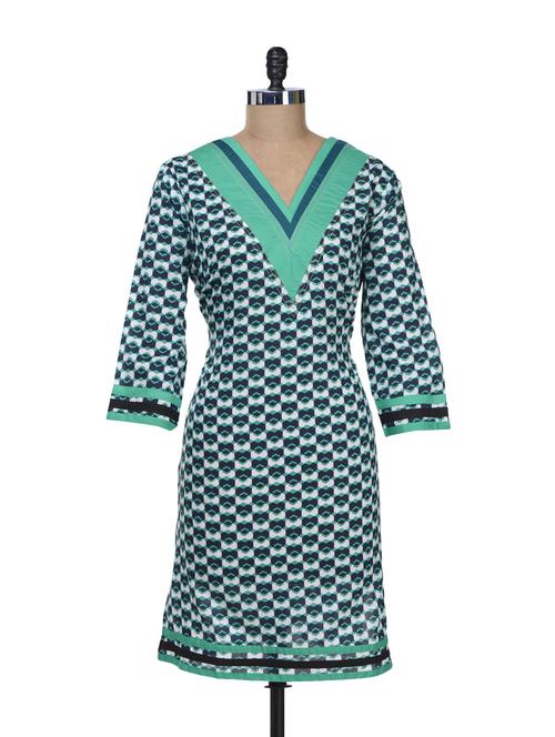 green printed modal kurta - 54967 - Very Small Image - 1