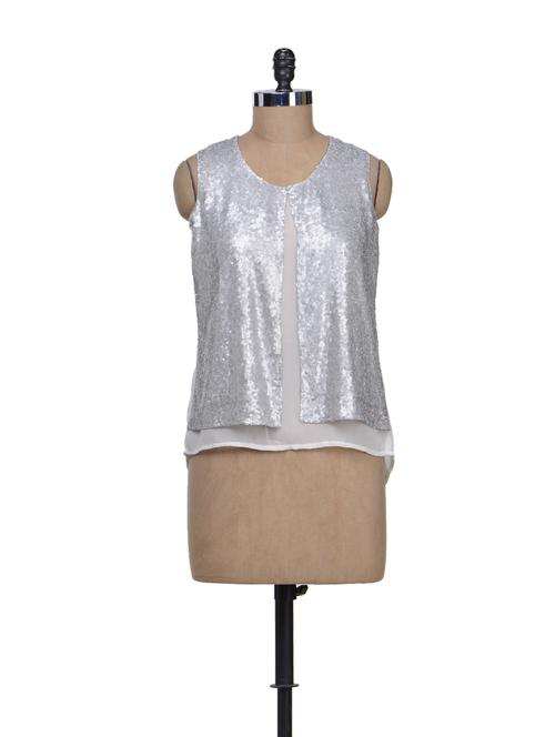 elegant silver & white layered top - 56960 - Very Small Image - 1