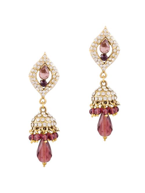 delicate pink & gold jhumkas - 57798 - Very Small Image - 1