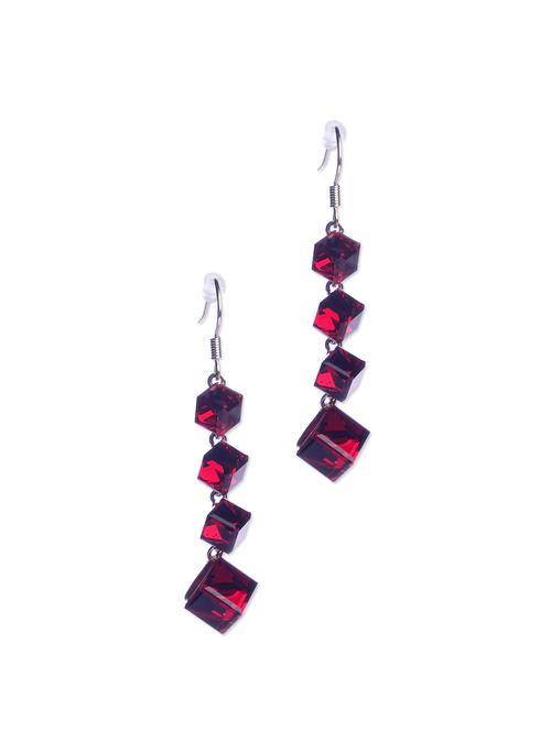Bold Red Cube Earrings - 58768 - Very Small Image - 1