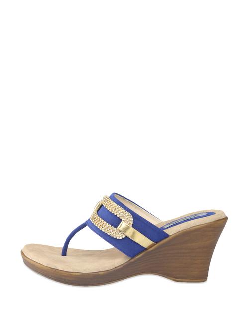 Blue & Gold Party Wedges - 61050 - Very Small Image - 1
