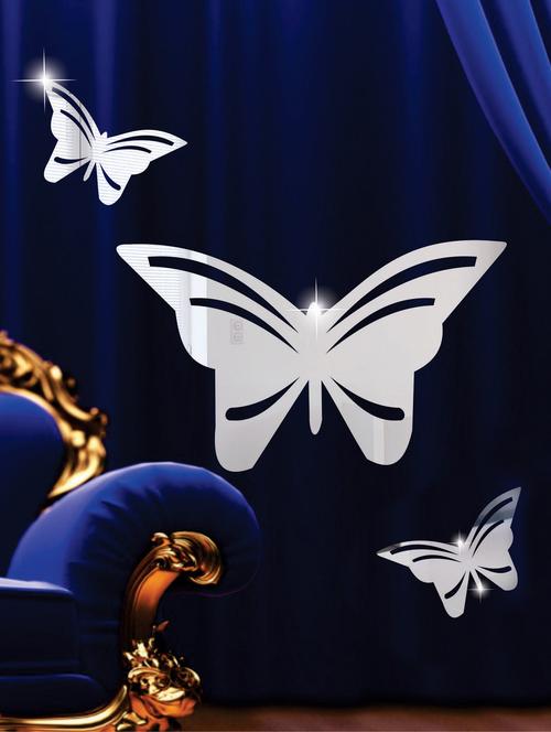 3 butterflies 3d mirror sticker - 67206 - Very Small Image - 1