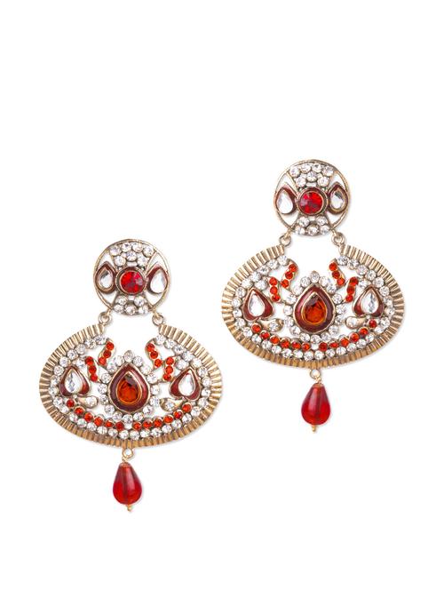 red stone studded earrings - 67845 - Very Small Image - 1