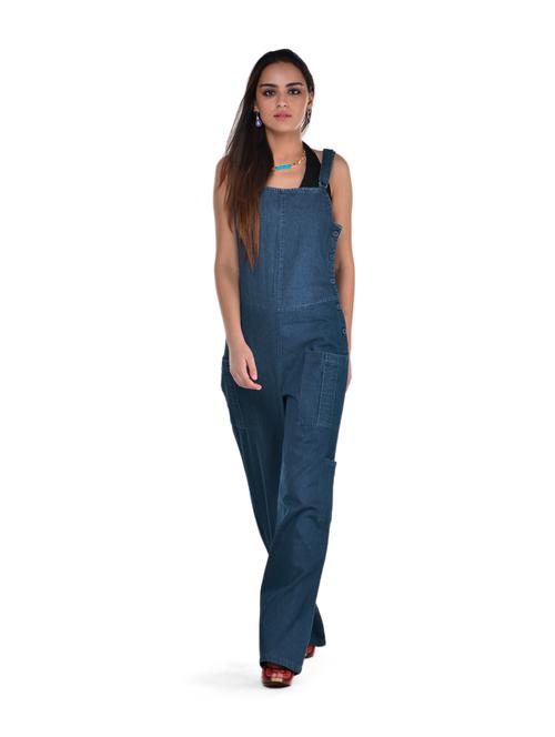 denim blue cotton dungaree - 68922 - Very Small Image - 1