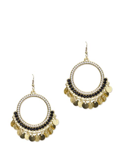 ethnic white & gold earrings - 69563 - Very Small Image - 1
