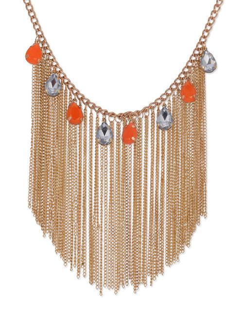  orange & gold curtain necklace - 70123 - Very Small Image - 1