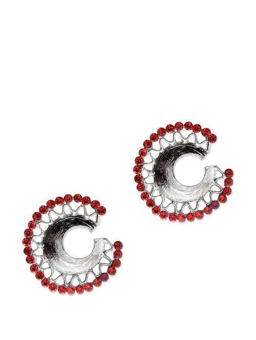 circular earrings with red stone - 70268 - Very Small Image - 1