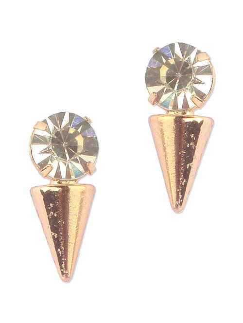Cone Shape White Crystal Stud Earrings - 71025 - Very Small Image - 1