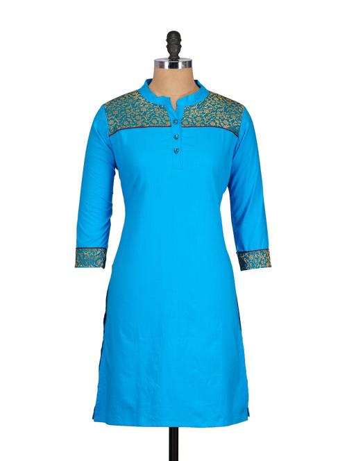 blue and gold kurta - 72672 - Very Small Image - 1