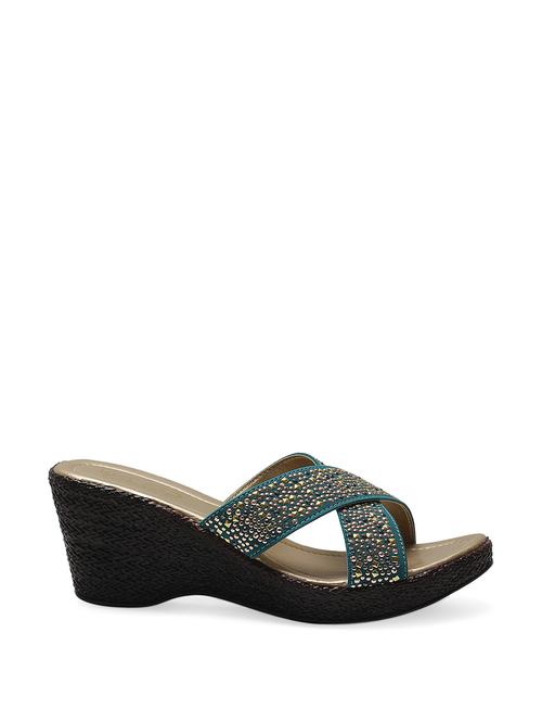 Turquoise slip on wedges - 72761 - Very Small Image - 1