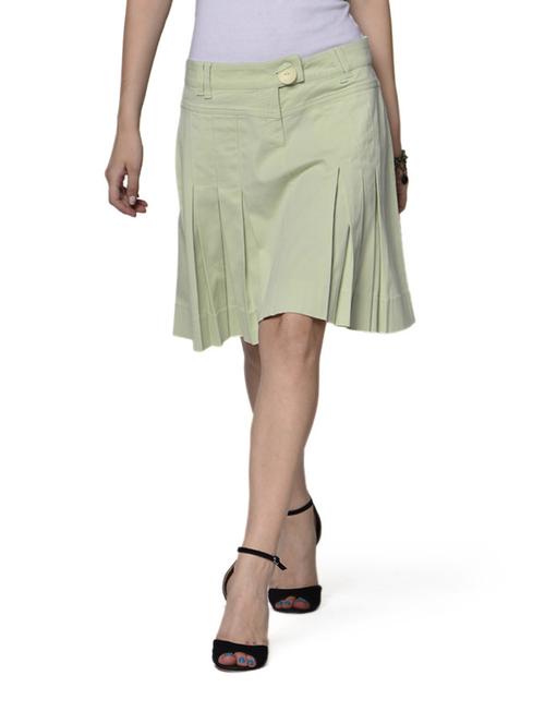 green pleated skirt with metal zipper - 75731 - Very Small Image - 1