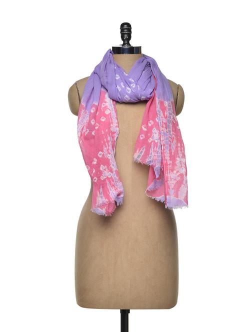 mauve bandhini effect stole - 77504 - Very Small Image - 1