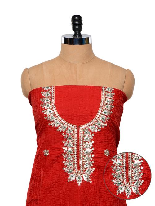 red gota patti kurta material - 81089 - Very Small Image - 1