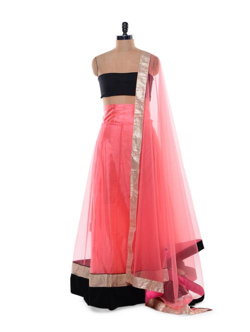semi stitched lehenga set in feminine fuchsia - 81166 - Very Small Image - 1