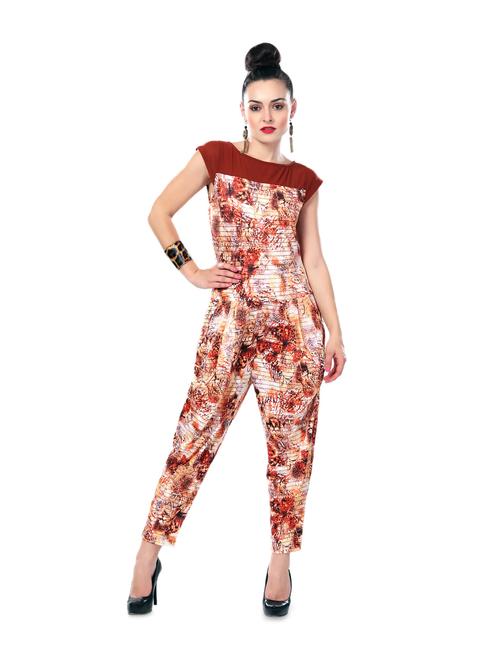 brown and beige polyester jumpsuit  - 82589 - Very Small Image - 1