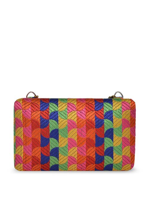 phulkari clutch with wooden base - 848142 - Very Small Image - 1