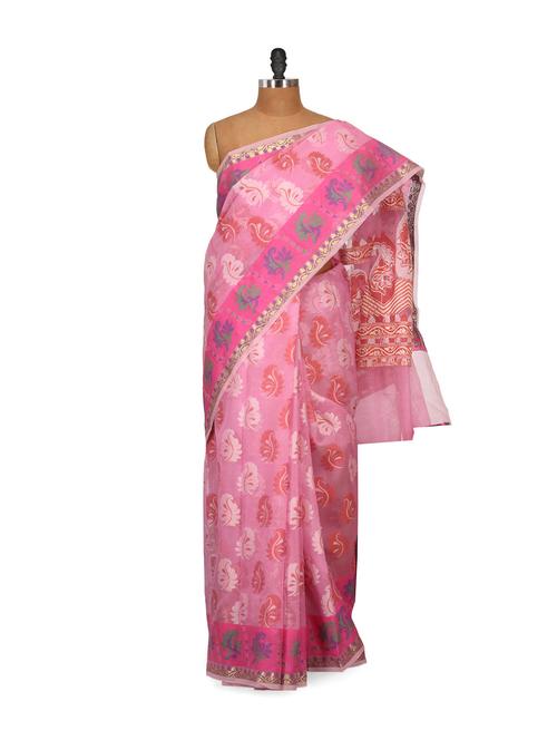 pink cotton silk saree - 848349 - Very Small Image - 1
