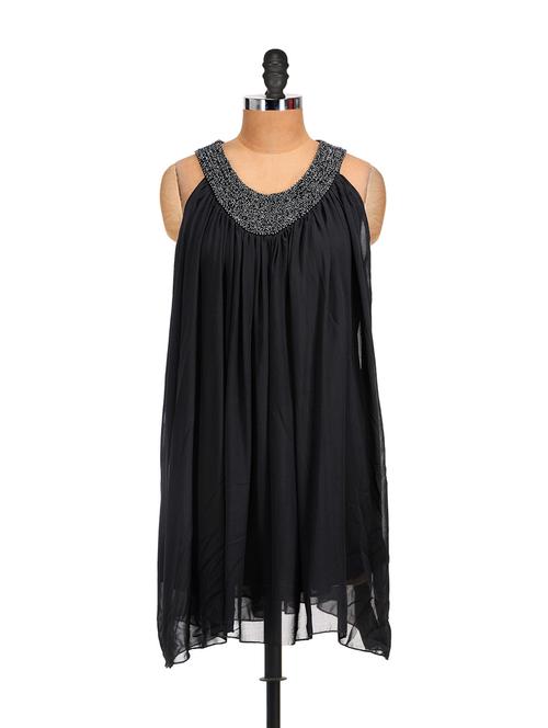 black flowy georgette dress - 848684 - Very Small Image - 1