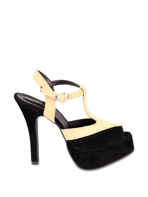 strappy beige and black suede peep toe - 848967 - Very Small Image - 1