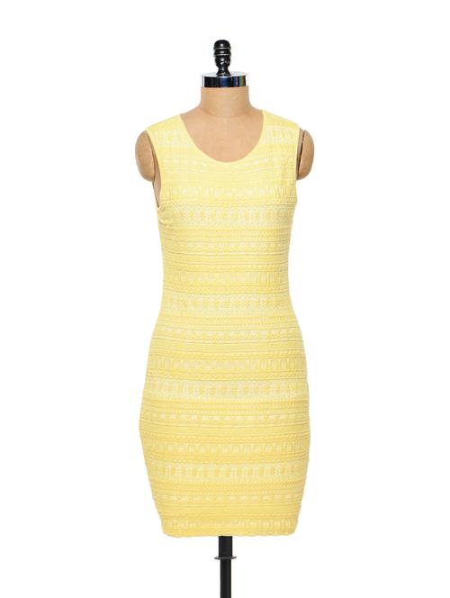 yellow cotton knit dress - 84942 - Very Small Image - 1