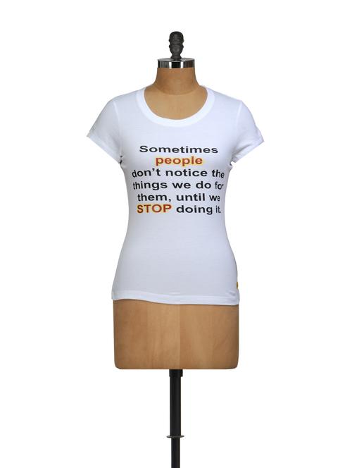Witty white cotton knit T-shirt - 849987 - Very Small Image - 1