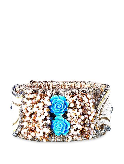 acrylic beads kada with blue rose embellishments - 85135 - Very Small Image - 1