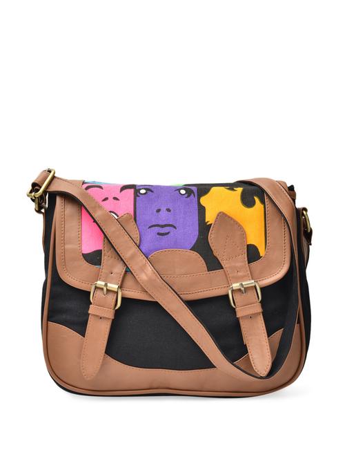 versatile face print canvas sling bag - 853260 - Very Small Image - 1