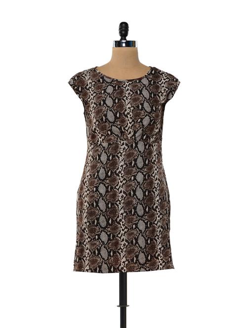 brown printed cotton dress - 85335 - Very Small Image - 1