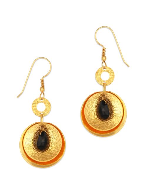 onyx encrusted gold danglers - 861059 - Very Small Image - 1