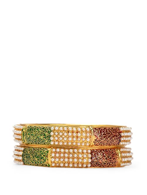 alloy gold plated set with synthetic pearl beads - 861662 - Very Small Image - 1