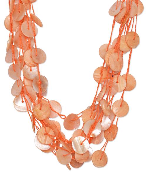 orange multiple threads shell button delicate necklace - 862821 - Very Small Image - 1
