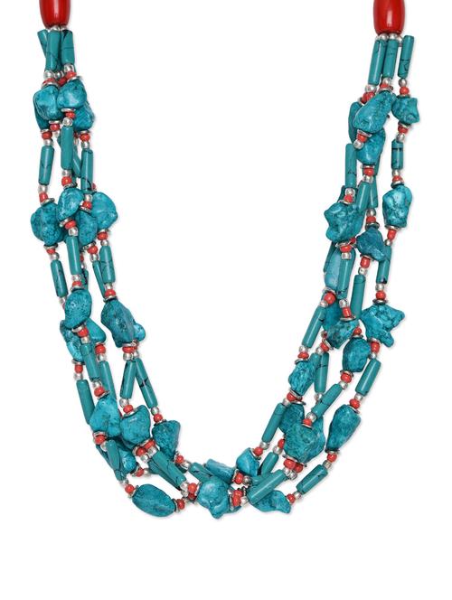 blue and red ceramic beads multi layer necklace - 862826 - Very Small Image - 1