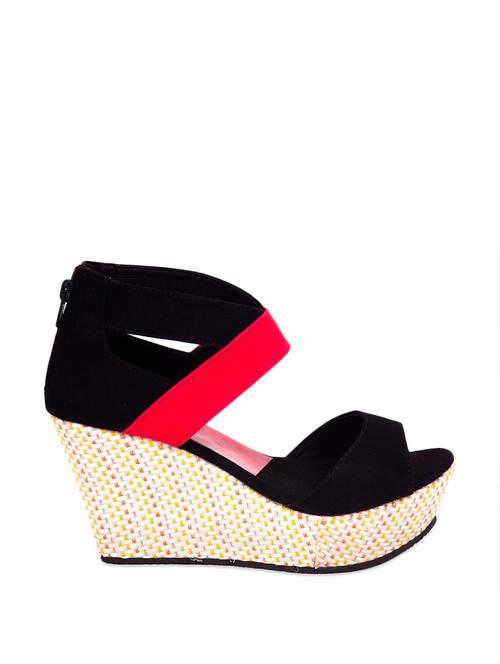 black wedges with colourful pattern - 863694 - Very Small Image - 1