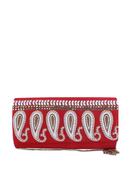 paisley embellished red silk clutch - 866337 - Very Small Image - 1