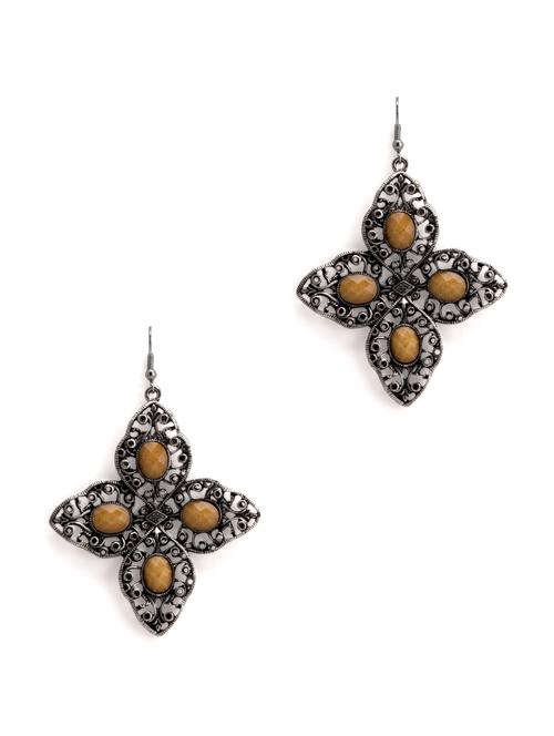 yellow german silver earrings - 8697 - Very Small Image - 1