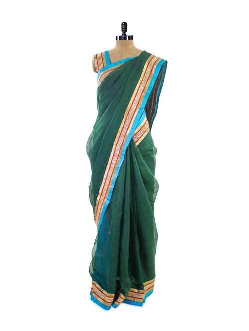 fabulous green super net saree - 885862 - Very Small Image - 1