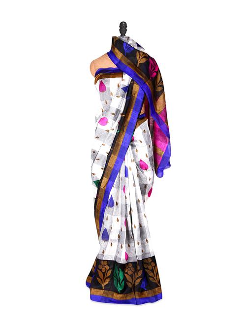 white traditional motif saree - 885965 - Very Small Image - 1
