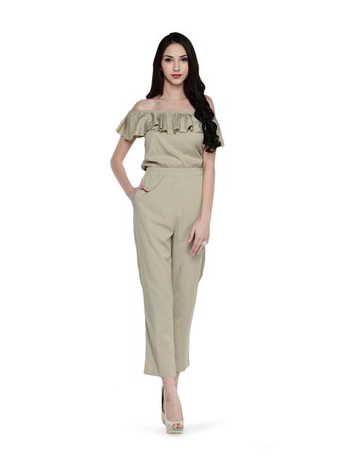 beige off shoulder long jumpsuit - 888387 - Very Small Image - 1