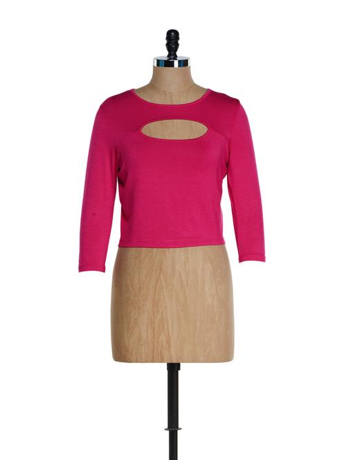 Fuchsia Front Cut Crop Top - 888654 - Very Small Image - 1