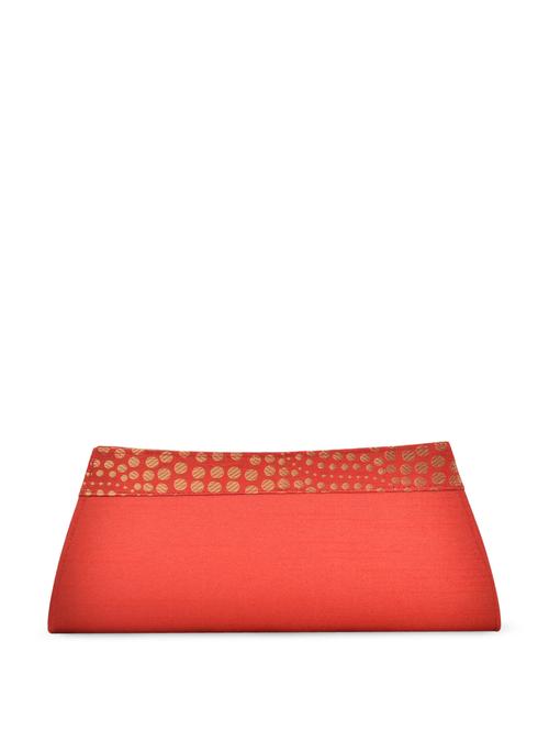 traditional bright red zari brocade clutch - 889208 - Very Small Image - 1