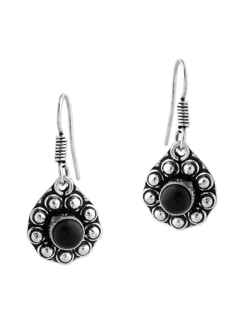 Alluring Pair Of Dangler Earrings Adorned With Black Color Stone - 889857 - Very Small Image - 1