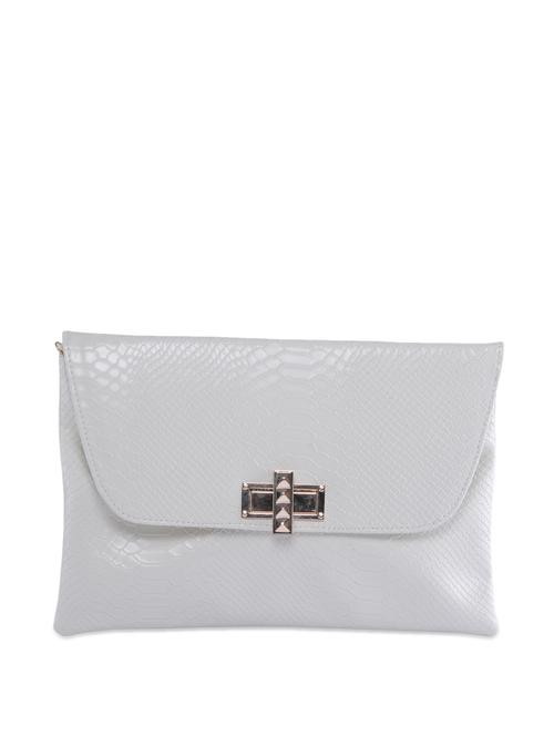 White glossy envelope clutch with snake skin texture - 892338 - Very Small Image - 1