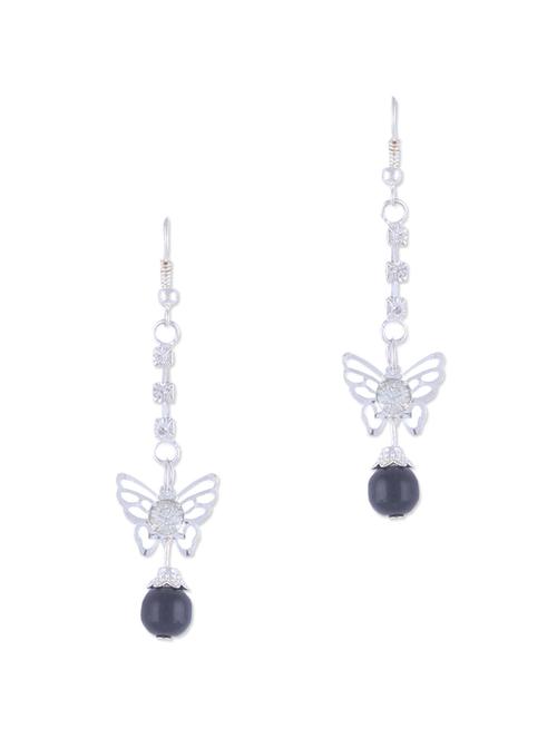 silver long butterfly earrings and black beads - 892774 - Very Small Image - 1