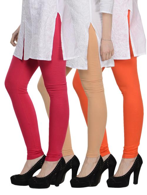 cotton lycra leggings- pack of 3 - 893127 - Very Small Image - 1