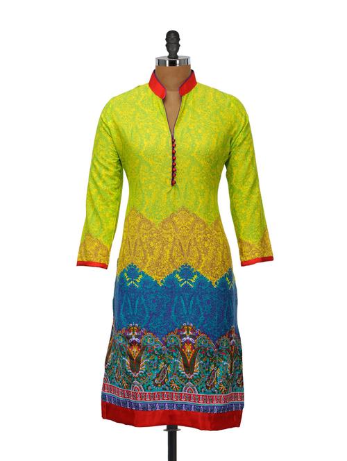 multiprint colorful cotton kurta - 894259 - Very Small Image - 1