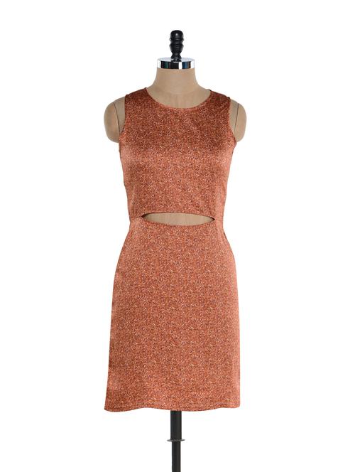rust colour waist cut dress - 894309 - Very Small Image - 1