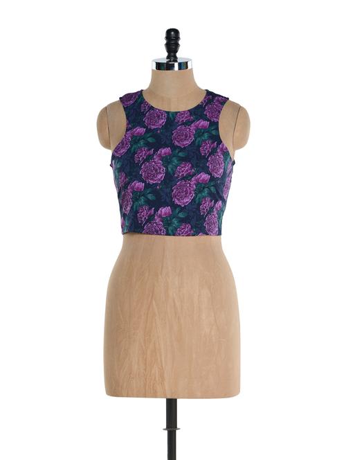 chic cut purple bloom crop top - 894323 - Very Small Image - 1