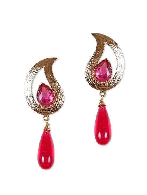gold and ruby red drop earrings - 896962 - Very Small Image - 1