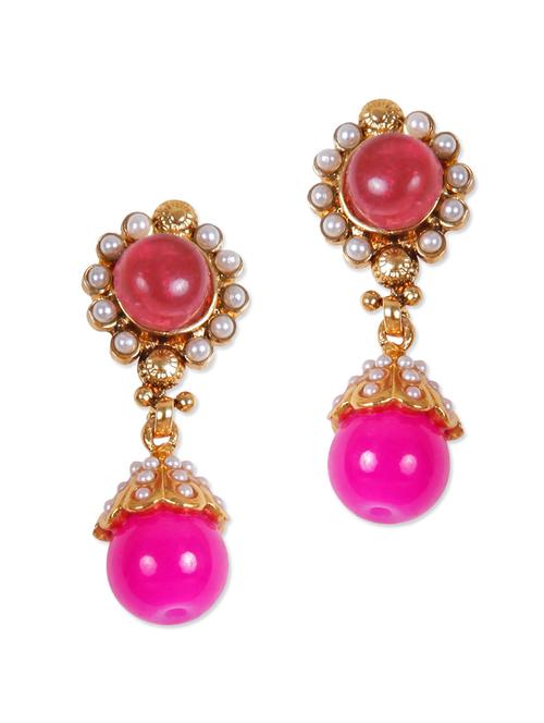 gold and pink drop earrings - 897033 - Very Small Image - 1
