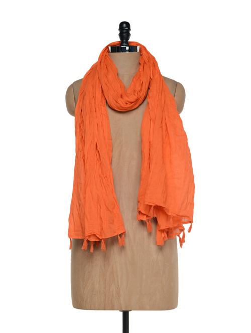 solid orange  cotton dupatta - 897363 - Very Small Image - 1